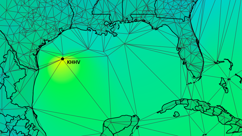 Delaunay triangulation for Gulf of Mexico METARs